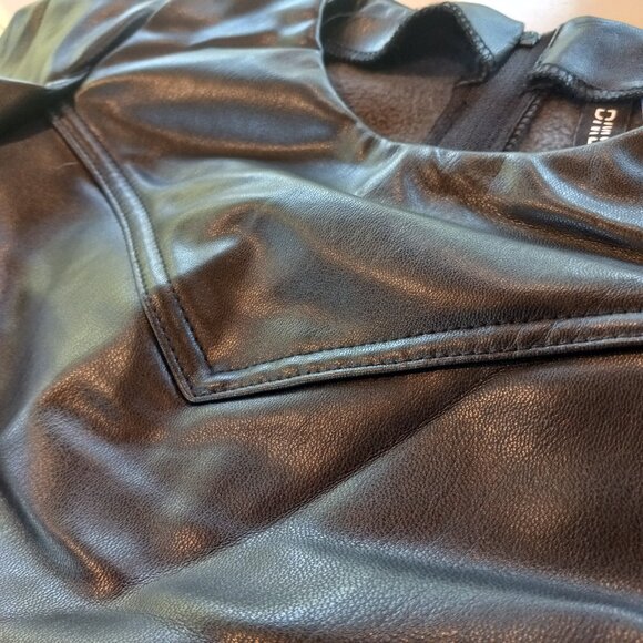 BNWT H&M Divided Black Faux Leather Puff Sleeve Mini Dress XS - Picture 8 of 15
